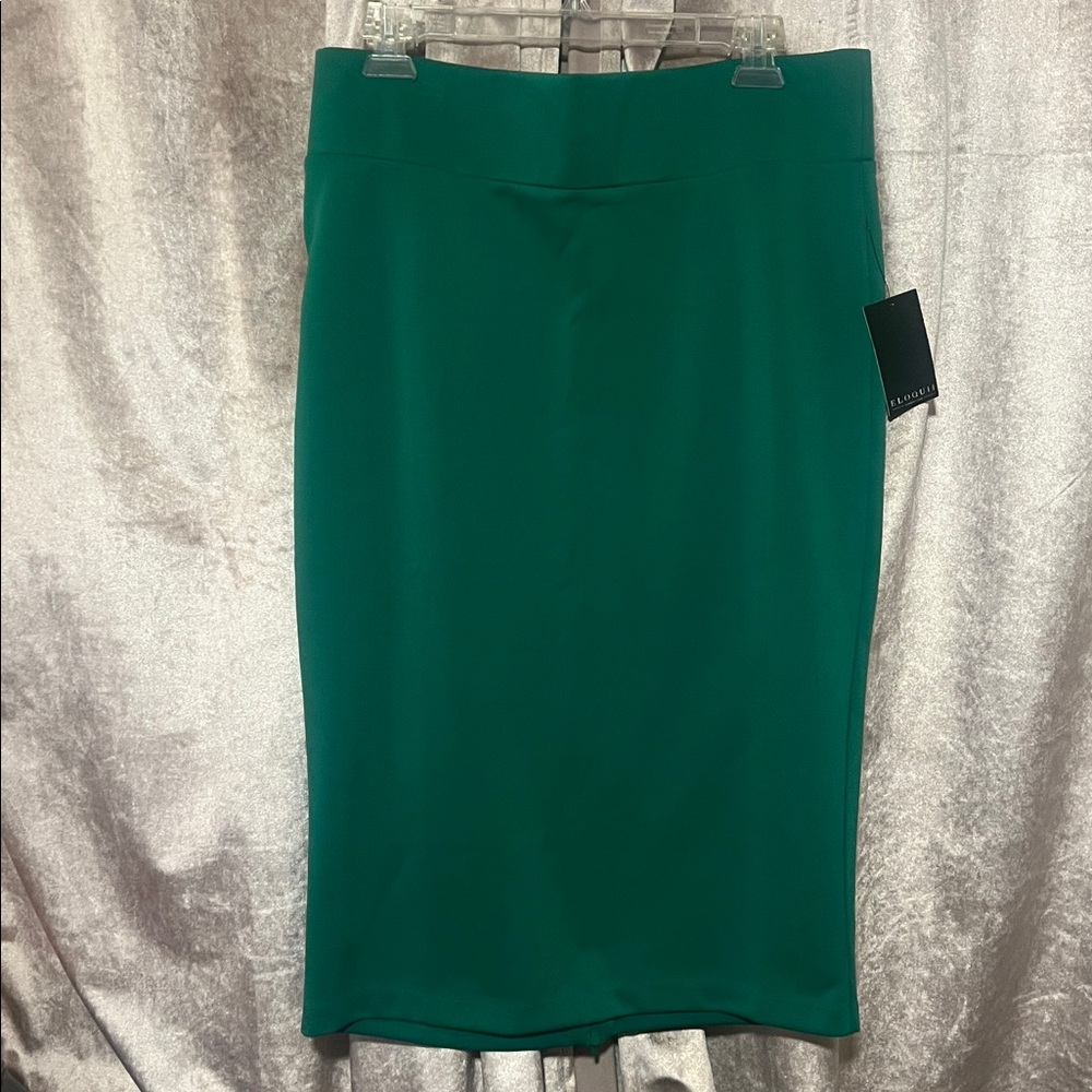 Eloquii Neoprene Elegant Green Pencil Skirt